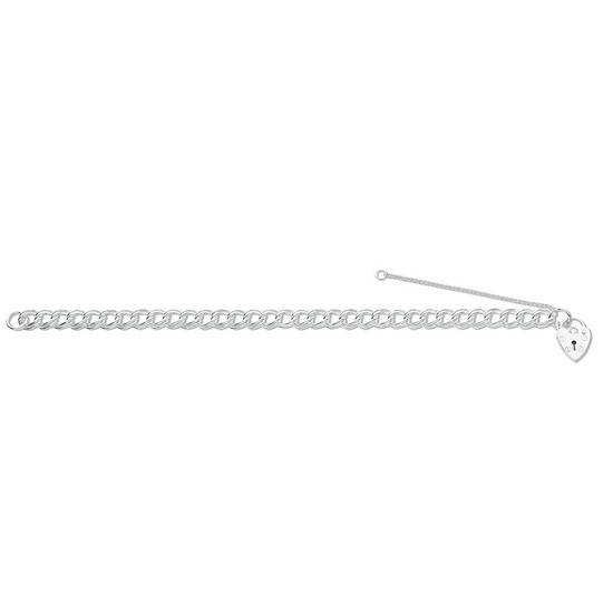 Silver Double Link Curb & Padlock Charm Bracelet