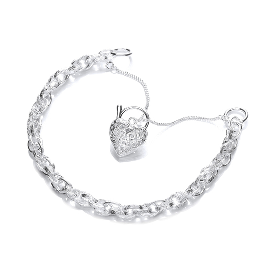 Silver Heart Padlock Bracelet 