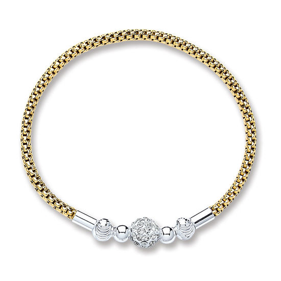Silver Gold Pl. Mesh with Crystal Ball Bracelet