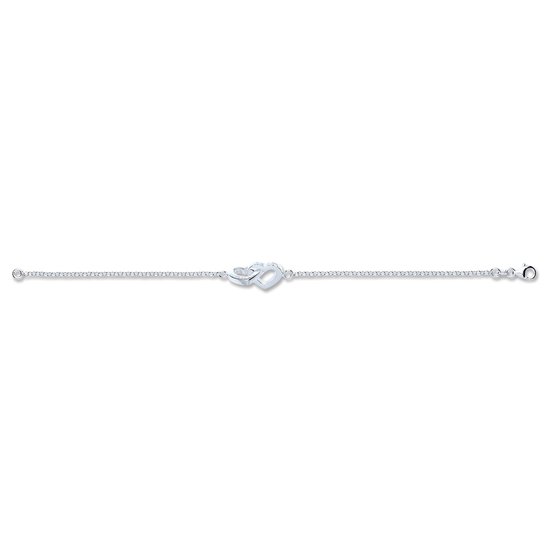 Silver Interlocked Hearts Bracelet 