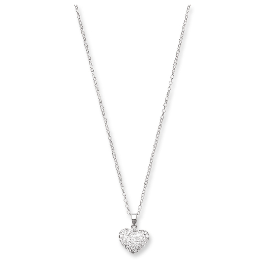 Silver White Crystal Heart Drop