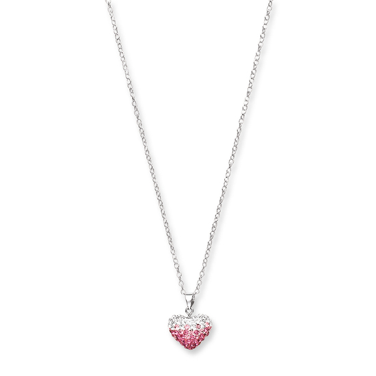 Silver White & Pink Shading Crystal Heart Drop