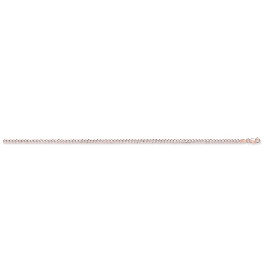 Sterling Silver Rose Colour Pave Curb Chain