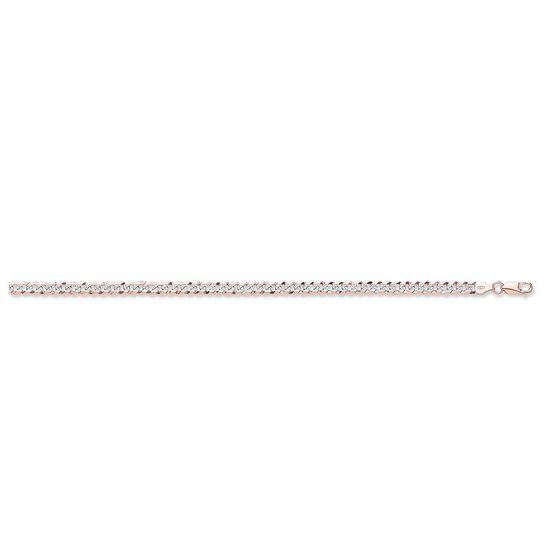 Sterling Silver Rose Colour Pave Curb Chain