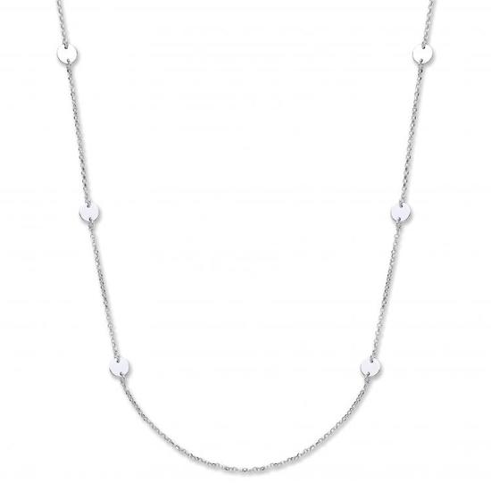 Sterling Silver Diamond cut Belcher, 6 Round Plates 36" Chain Necklace 9.3g