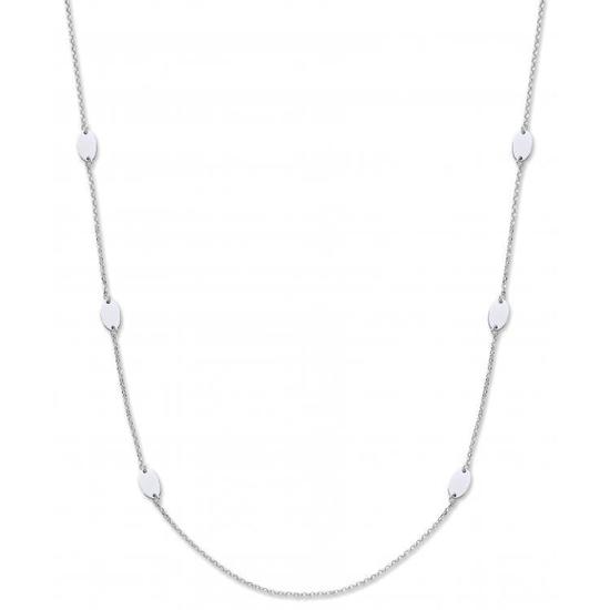 Sterling Silver Diamond cut Belcher, 6 Oval Plates 36" Chain Necklace 10.6g