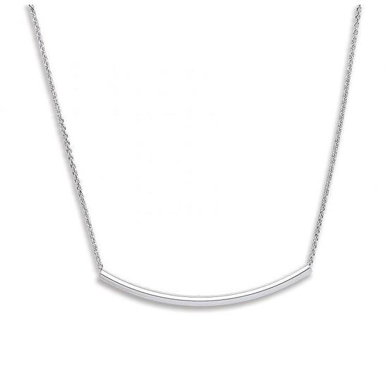 Sterling Silver Chic Curved Bar Tube Necklace 4.8g