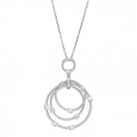 Sterling Silver Graduated CZ Circle of Life, on 18" Chain Necklace 6.5g