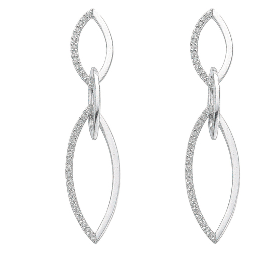 Sterling Silver Fancy CZ Drop Earrings 5.0g