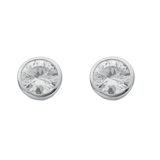Sterling Silver 8mm Round Brilliant Cut CZ Stud Earrings 3.5g