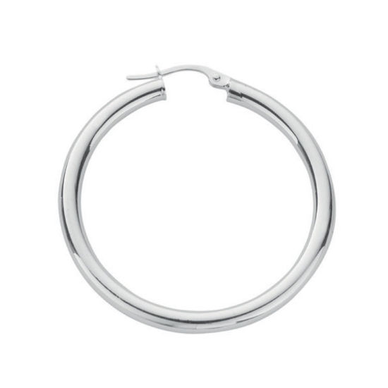 Thick Plain Silver Hoops, S