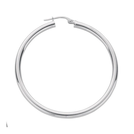 Thick Plain Silver Hoops, M