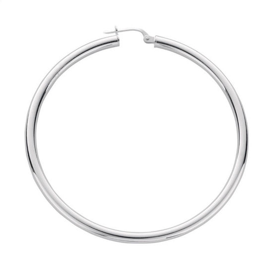Thick Plain Silver Hoops, L