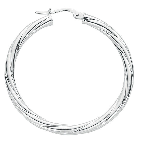 Thick Twisted Silver Earrings, L