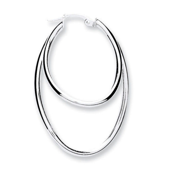 Oval Double Rings Silver Earrings