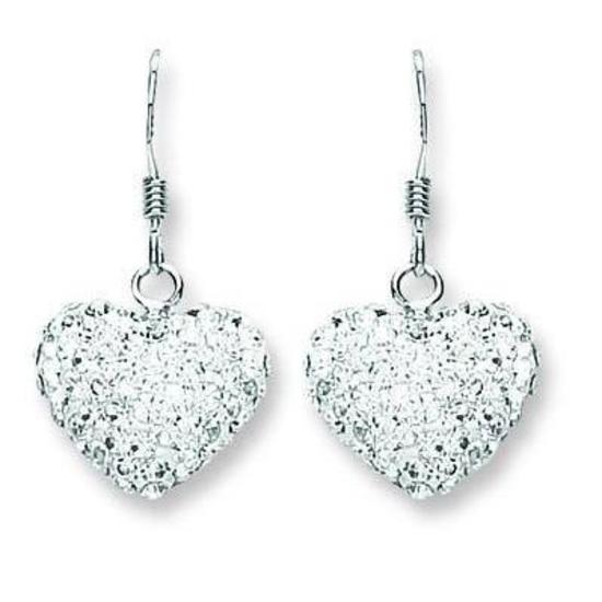 Sterling Silver Heart Crystal Drop Earrings 
