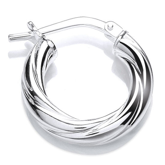 Thick Twisted Silver Earrings, XS