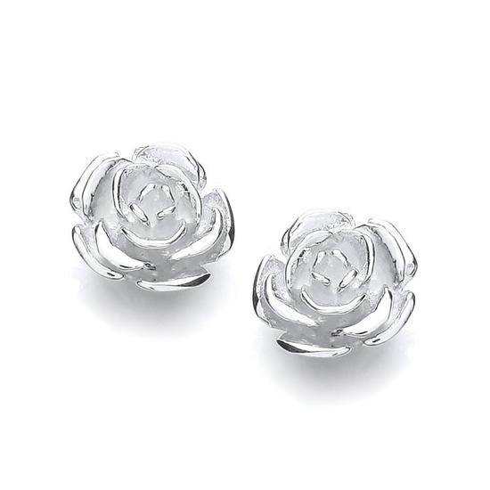 Sterling Silver Rose Stud Earrings 