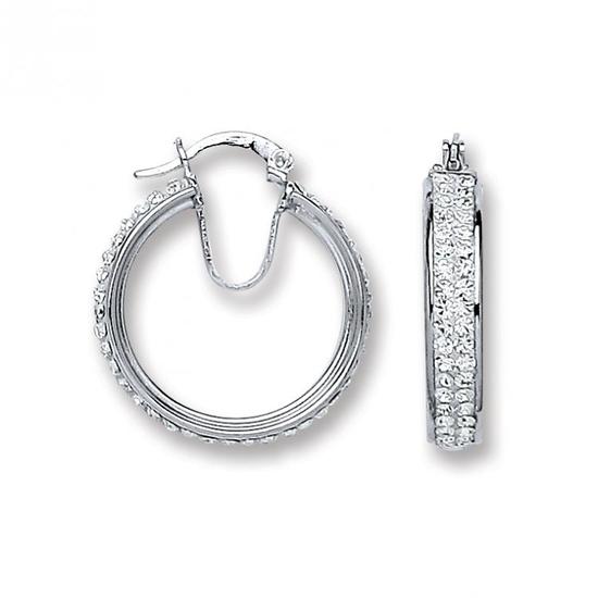 Sterling Silver Small Hoop Crystal Earrings 4.2g