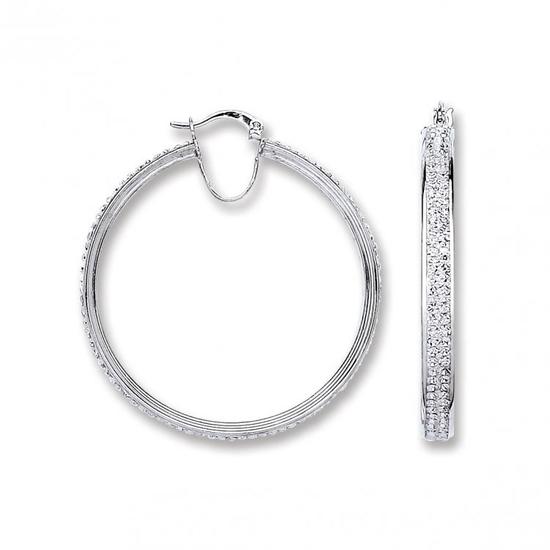 Sterling Silver Extra Large Hoop Crystal Earrings 8.0g
