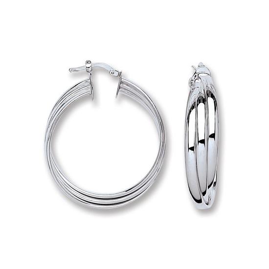 Sterling Silver 3 Row Hoop Earrings 6.9g