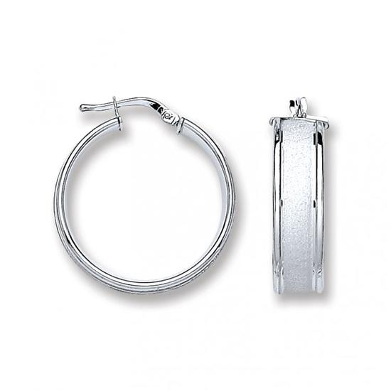 Sterling Silver Wed Satin Centre Hoop Earrings 4.6g
