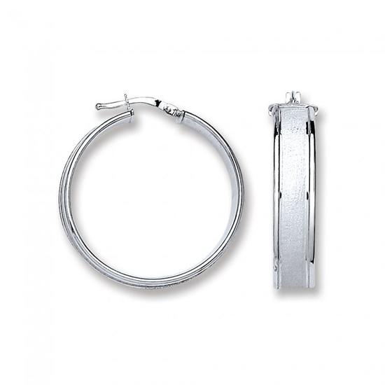 Sterling Silver Wed Satin Centre Hoop Earrings 5.8g