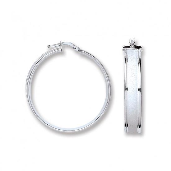 Sterling Silver Wed Satin Centre Hoop Earrings 7.0g