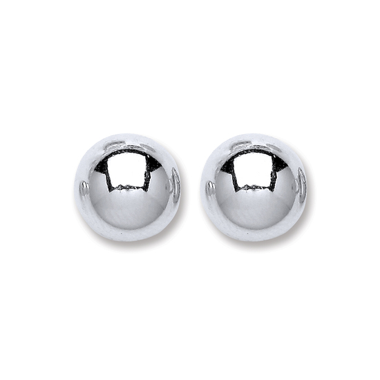 Sterling Silver 10mm Ball Rhodium Plated Stud Earrings 