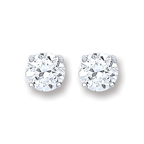 Sterling Silver Round Brilliant Cut CZ 4mm Stud Earrings 0.8g