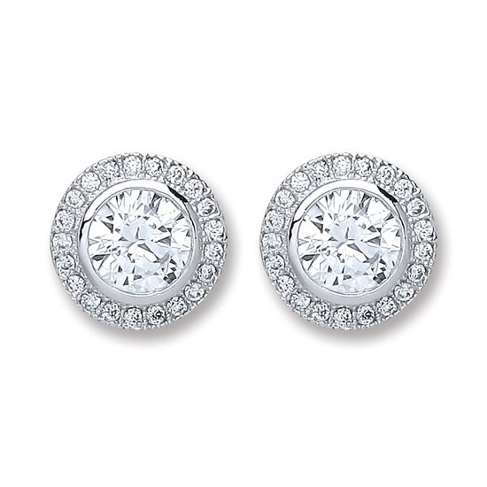 Sterling Silver CZ Round Stud Earrings 3.0g