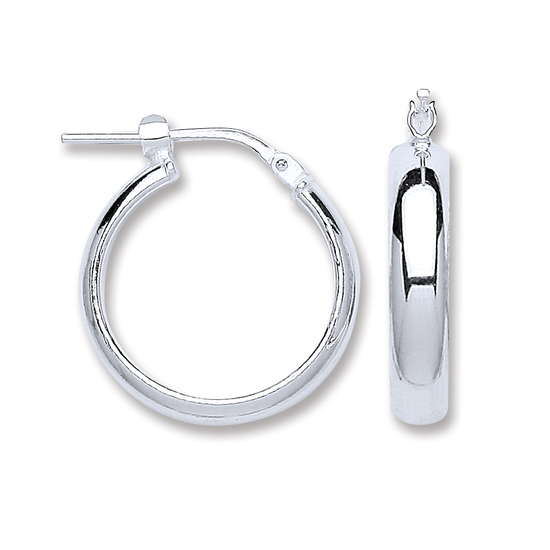 Sterling Silver D-Shape Wedds Hoop Earrings 3.0g