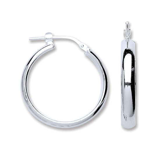 Sterling Silver D-Shape Wedds Hoop Earrings 3.9g