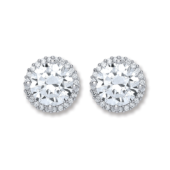 Sterling Silver CZ Round Stud Earrings 4.4g