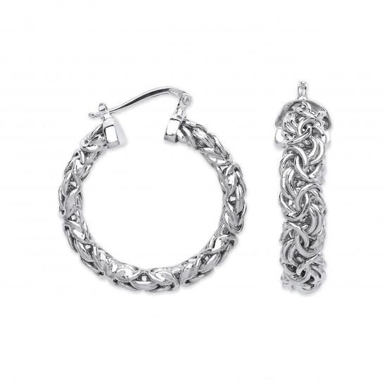 Sterling Silver Byzantine Hoop Earrings 8.6g