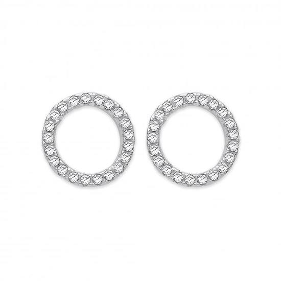 Sterling Silver CZ Circle of Life Stud Earrings 1.9g