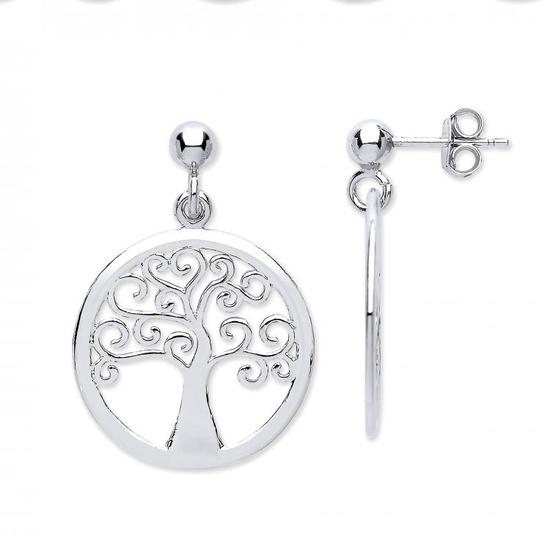 Sterling Silver Tree of Life Drop Earrings 4.1g