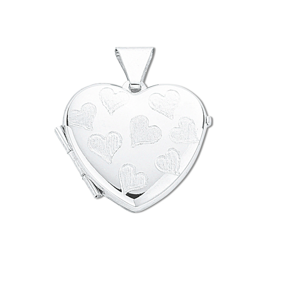 925 Sterling Silver Small Engraved Heart Shaped Locket Pendant