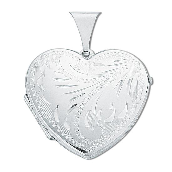 925 Sterling Silver Large Engraved Summer Breeze Inspired Heart Shaped Locket Pendant