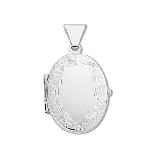925 Sterling Silver Small Engraved Oval Shaped Locket Pendant