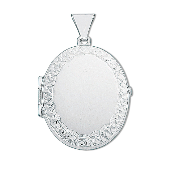 925 Sterling Silver Medium Engraved Oval Shaped Locket Pendant