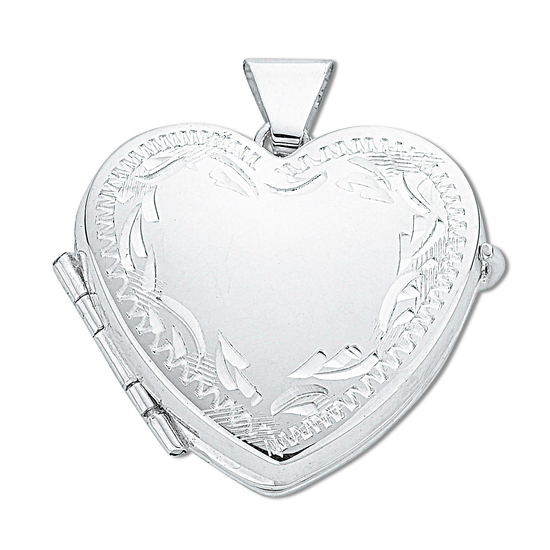 925 Sterling Silver Engraved Heart Shaped Family Locket Pendant