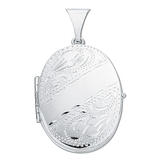 925 Sterling Silver Engraved Oval Shaped Family Locket Pendant