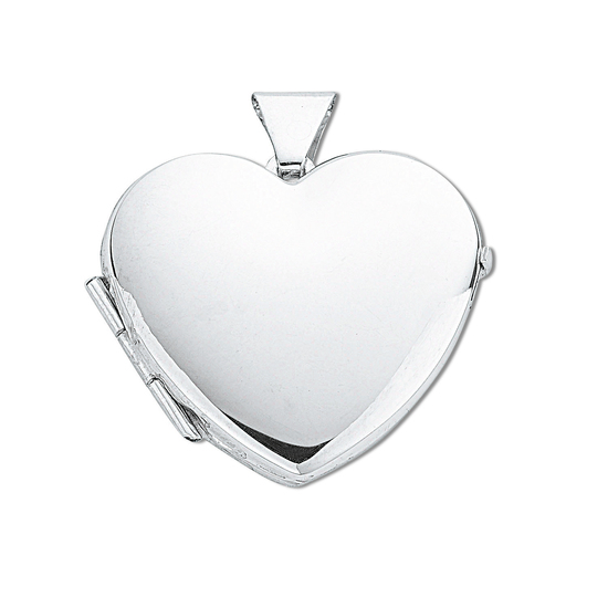925 Sterling Silver Medium Heart Shaped Plain Locket Pendant