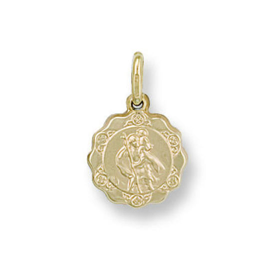 St. Christopher 9ct Gold Medallion with wavy edges, S