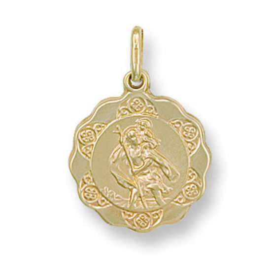 St. Christopher 9ct Gold Medallion with wavy edges, M