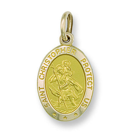 Oval St. Christopher 9ct Gold Medallion, L