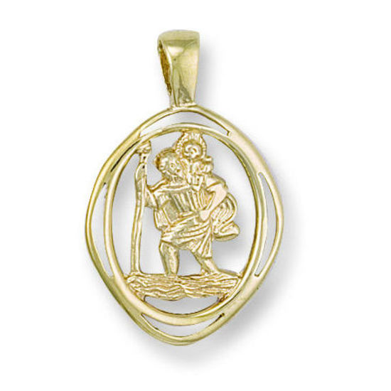 Open double ring St. Christopher 9ct Gold Medallion