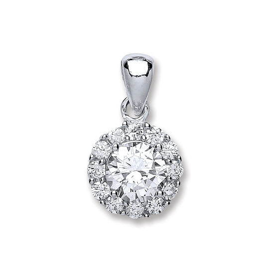 925 Sterling Silver Round CZ Pendant 2.5g