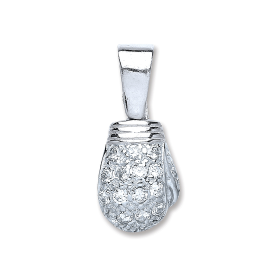 925 Sterling Silver Boxing Glove CZ Pendant 10.5g